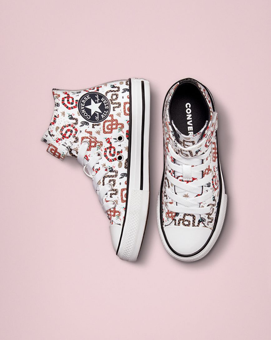 Tenisi Inalti Baieti Converse Chuck Taylor All Star Easy-On Snake Albi Gri Rosii | RO WQD0E598